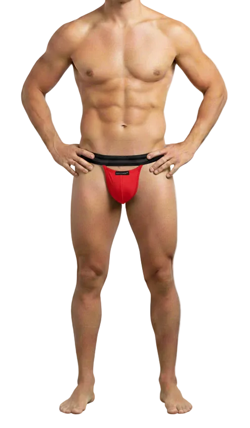 jockstrap para hombre 16 rojo joe snyder foto con modelo de frente 